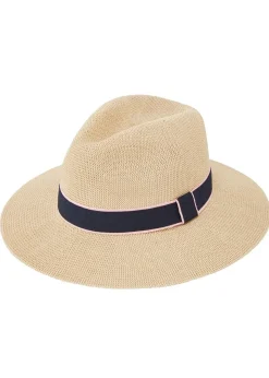 Porth Panama Hat - Navy and Pink Stripe