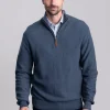 Porthleven Quarter Zip Jumper - Dark Pigeon Blue