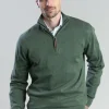 Porthmeor Pima Cotton Quarter Zip - Country Green