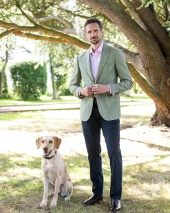 Powburn Tweed Jacket - Green Herringbone with Sky and Pink Check