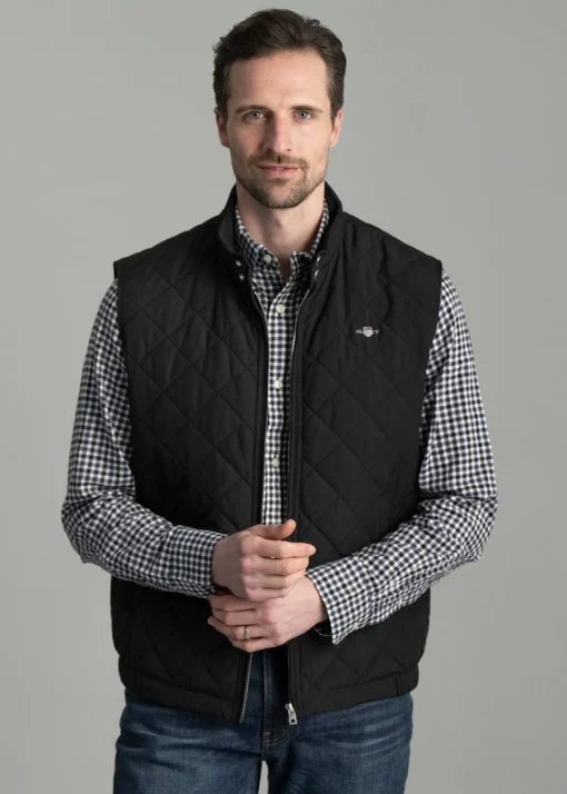Quilted Windcheater Vest - Black