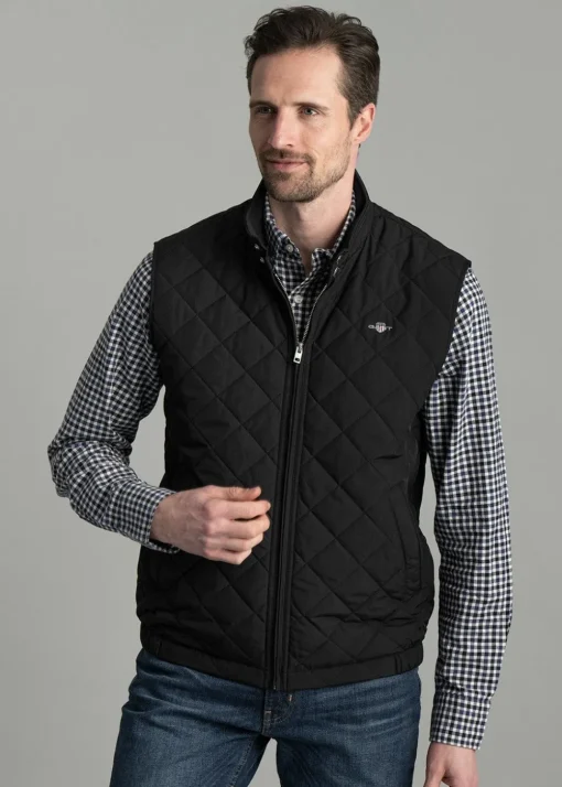 Quilted Windcheater Vest - Black