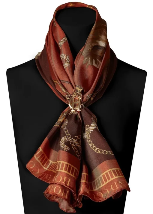 Regal Horse Silk Scarf - Caramel