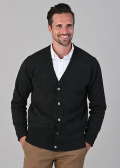 Rob 2 Ply Lambswool Cardigan - Charcoal