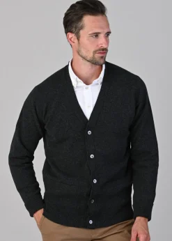 Rob 2 Ply Lambswool Cardigan - Charcoal