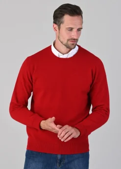 Rob 2 Ply Lambswool Crew Neck - Chianti