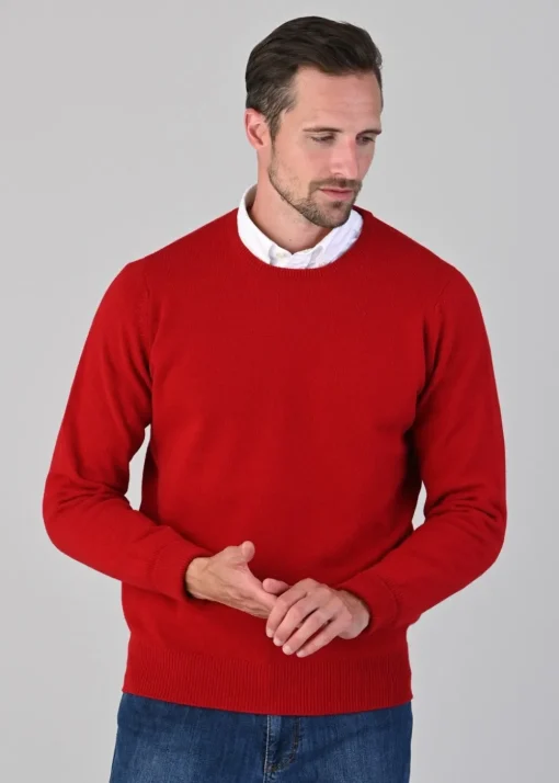 Rob 2 Ply Lambswool Crew Neck - Chianti