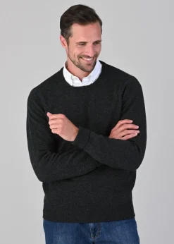 Rob 2 Ply Lambswool Crew Neck - Charcoal
