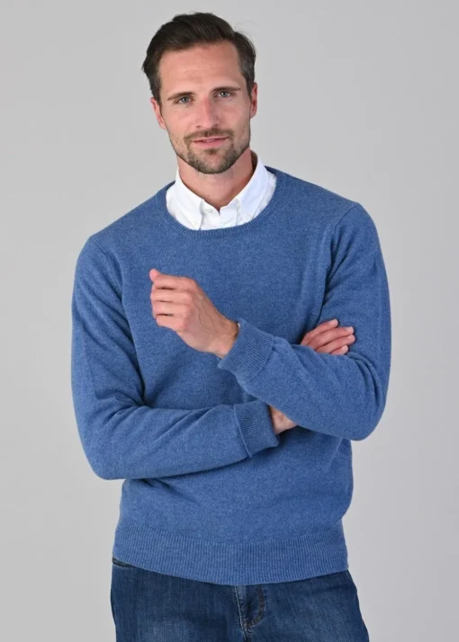 Rob 2 Ply Lambswool Crew Neck - Jeans