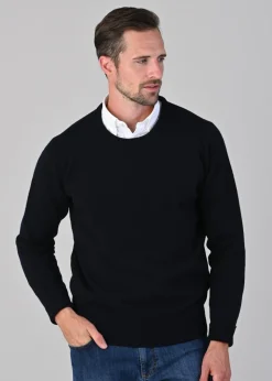 Rob 2 Ply Lambswool Crew Neck - Navy