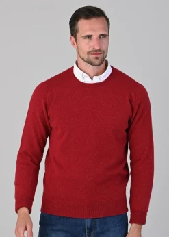 Rob 2 Ply Lambswool Crew Neck - Poppy Mel