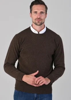 Rob 2 Ply Lambswool Crew Neck - Mocha
