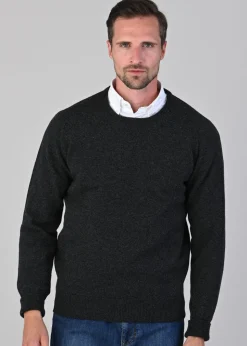 Rob 2 Ply Lambswool Crew Neck - Charcoal