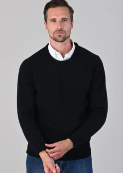 Rob 2 Ply Lambswool Crew Neck - Navy