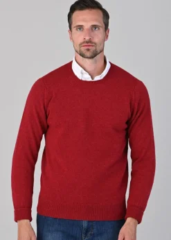 Rob 2 Ply Lambswool Crew Neck - Poppy Mel