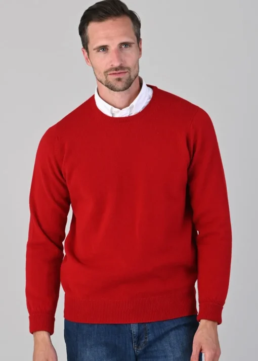 Rob 2 Ply Lambswool Crew Neck - Chianti