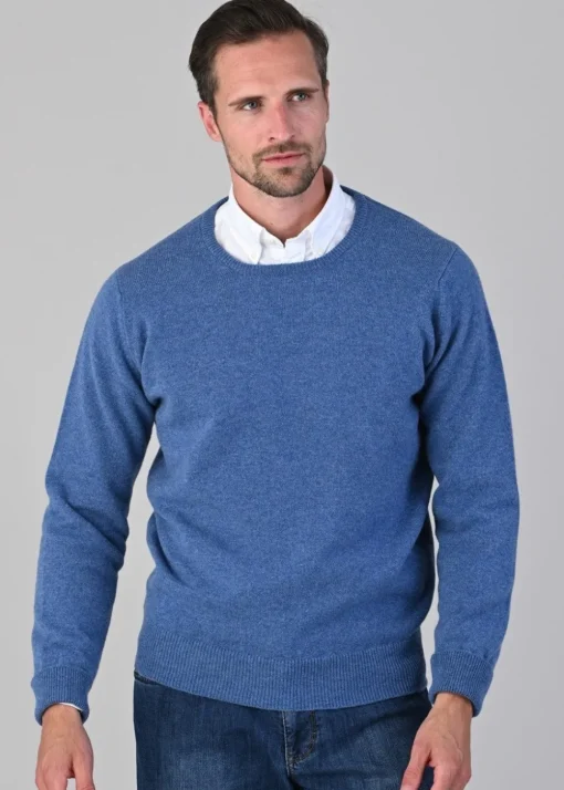 Rob 2 Ply Lambswool Crew Neck - Jeans