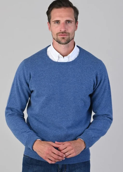 Rob 2 Ply Lambswool Crew Neck - Jeans