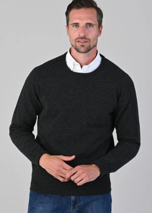 Rob 2 Ply Lambswool Crew Neck - Charcoal