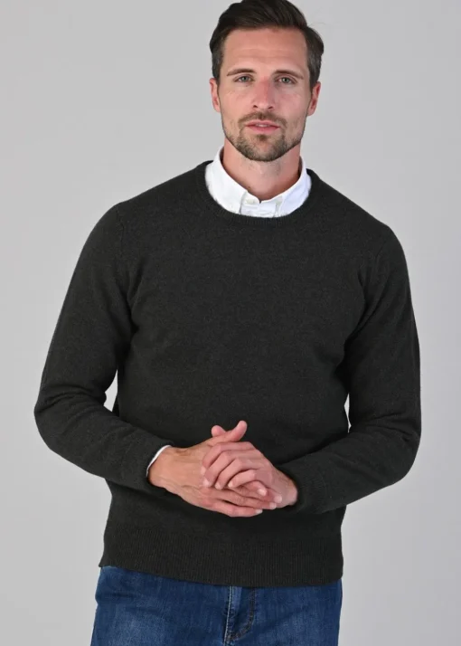 Rob 2 Ply Lambswool Crew Neck - Seaweed
