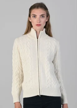 Rosie Cashmere Cable Jacket - White Undyed