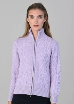 Rosie Cashmere Cable Jacket - Freesia