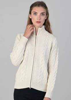 Rosie Cashmere Cable Jacket - White Undyed