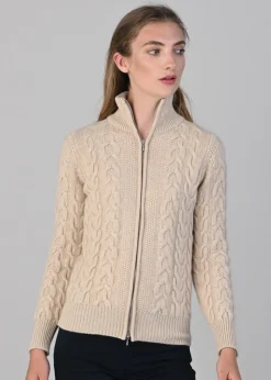 Rosie Cashmere Cable Jacket - Oatmeal