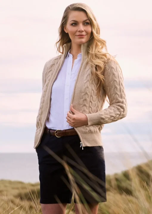 Rosie Cashmere Cable Jacket - Oatmeal
