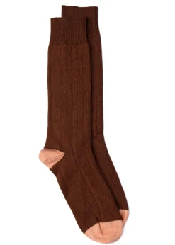 Rugger Heel and Toe Socks - Peach and Chocolate