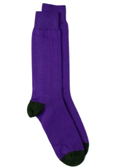 Rugger Heel and Toe Socks - Forest and Purple