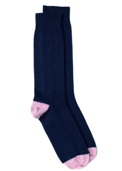 Rugger Heel and Toe Socks - Baby Pink and Navy