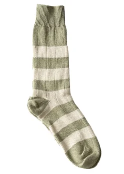 Rugger Stripe Socks - Sage and Linen