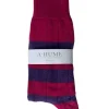 Rugger Stripe Socks - Hot Pink and Grape