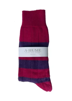 Rugger Stripe Socks - Hot Pink and Grape