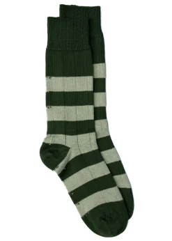 Rugger Stripe Socks - Pine and Pistachio