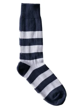 Rugger Stripe Socks - Navy and Lilac
