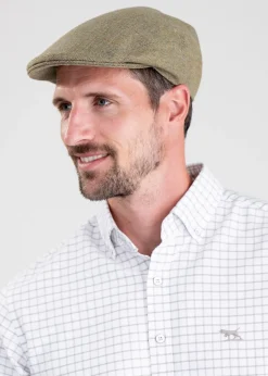 Rutherford Tweed Cap - Soft Moorland with Gold, Sky and Rust Check