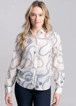 Sailing Print Cotton Silk Shirt - Cream