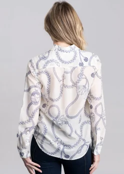 Sailing Print Cotton Silk Shirt - Cream