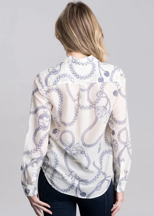 Sailing Print Cotton Silk Shirt - Cream