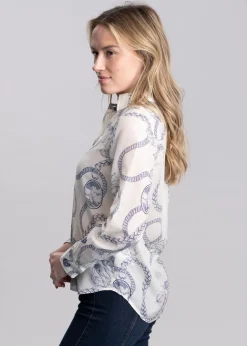 Sailing Print Cotton Silk Shirt - Cream