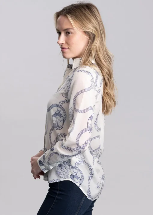 Sailing Print Cotton Silk Shirt - Cream