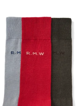 Script Socks 3 Pack - Red and Grey