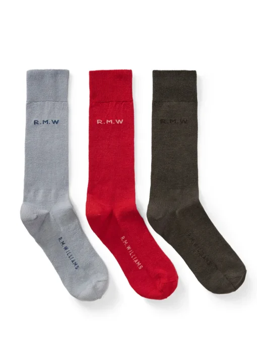 Script Socks 3 Pack - Red and Grey