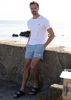 Seersucker Swim Shorts - Ocean Turquoise
