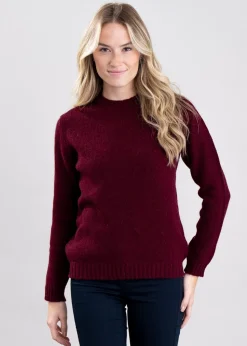 Sharon Shetland Crew Neck - Bordeaux Mix