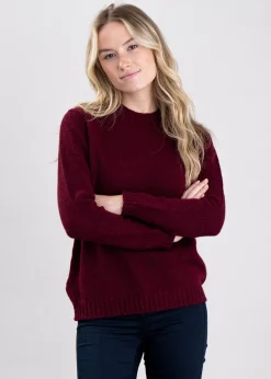 Sharon Shetland Crew Neck - Bordeaux Mix