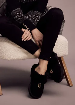 Shearling Slippers - Black