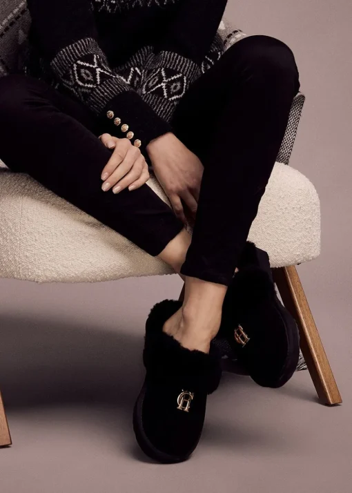 Shearling Slippers - Black